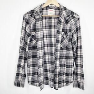 Levi's Grey White Plaid Standard Fit Button Up Shirt Men's Size Small S